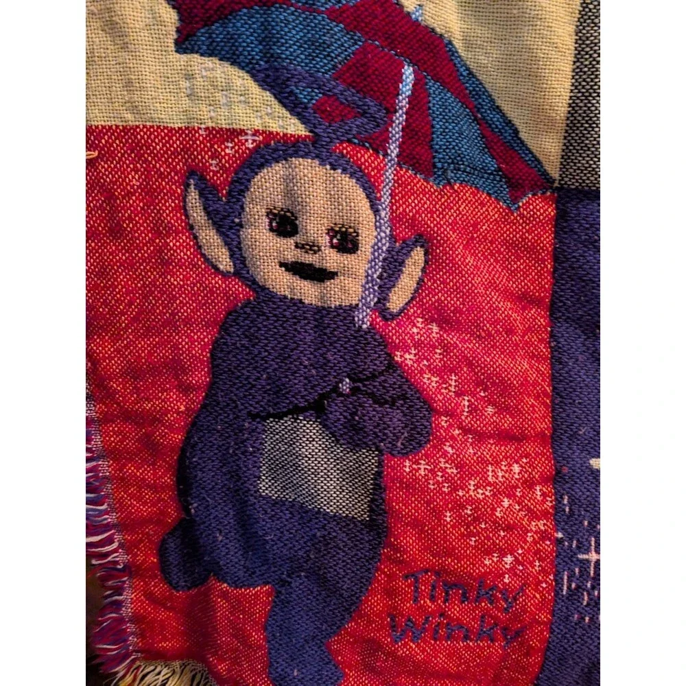 Vintage Teletubbies Tapestry Throw Acrylic Fringed Blanket Northwest
